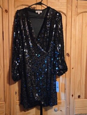 NWT Black Navy Nanette Lepore Sequin Dress Sz 4